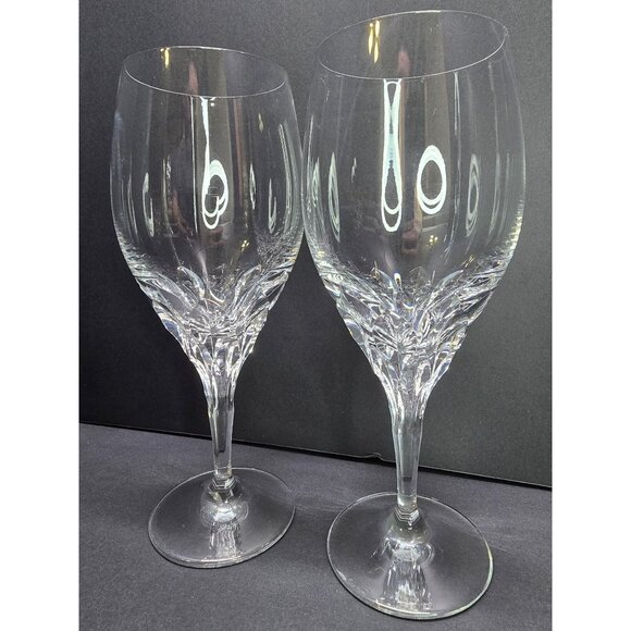 Vtg Gorham Crystal Clear Cut Iced Tea Wine Glasses Drinkware 8.5" Tall Set of 2 - Picture 3 of 11